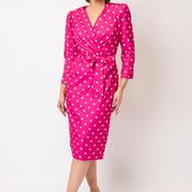 Coco Doll Terri Bow Detail Polka Dot Pencil Midi Dress, Pink image