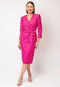 Coco Doll Terri Bow Detail Polka Dot Pencil Midi Dress, Pink image