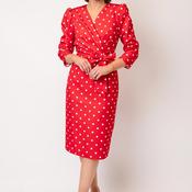 Coco Doll Terri Bow Detail Polka Dot Pencil Midi Dress, Red image