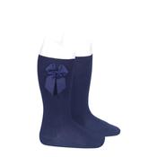 Condor Girls Knee Socks With Side Bow, Navy