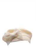 Condor Girl Velvet Bow Beret, Cream image