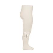 Condor Mini Girl Velvet Bow Tights, Beige