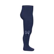 Condor Mini Girl Velvet Bow Tights, Navy image