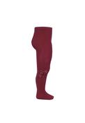 Condor Mini Girl Velvet Bow Tights, Wine image
