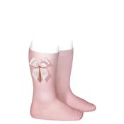 Condor Girls Knee Socks With Side Bow, Pink