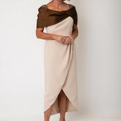 Couture Club Shoulder Detail Midi Dress, Beige and Brown