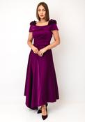 Couture Club Floral Applique Asymmetric Dress, Purple image