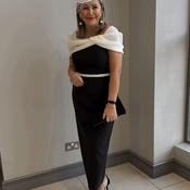 Couture Club Organza Neckline Midi Dress, Black &amp; Ivory image