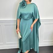 Couture Club Cape Detail Corsage Midi Dress, Green