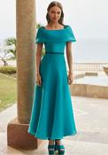 Couture Club Beaded Bow Back A-Line Dress, Blue image