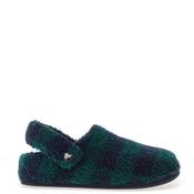 Crocs Womens Classic Buffalo Check Cozy Clogs, Green &amp; Navy image