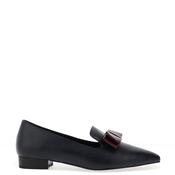 Dancing Matilda Trapeze Faux Leather Bow Pumps, Navy Mix image