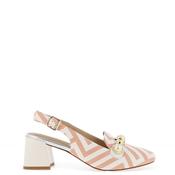 Dancing Matilda Trapeze Chevron Stripe Heeled Loafers, White &amp; Orange image