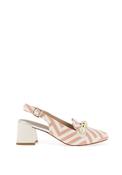 Dancing Matilda Trapeze Chevron Stripe Heeled Loafers, White &amp; Orange image