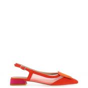 Dancing Matilda Trapeze Colour Block Sling Back Flat Shoes, Orange image