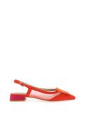 Dancing Matilda Trapeze Colour Block Sling Back Flat Shoes, Orange image