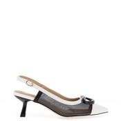 Dancing Matilda Mesh Sling Back Heels, White &amp; Black image