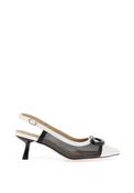 Dancing Matilda Mesh Sling Back Heels, White &amp; Black image