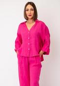 D.e.c.k by Decollage Linen Cropped Sleeve Blouse, Pink image