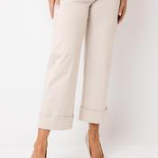 d.e.c.k by Decollage Turned Up Hem Wide Leg Trousers, Beige