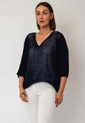 D.e.c.k by Decollage One Size Cropped Sleeve Jumper, Navy