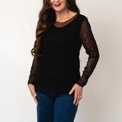 D.E.C.K By Decollage Mesh Long Sleeve Top, Black