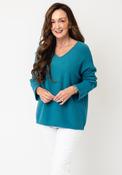 D.E.C.K by Decollage One Size V-Neck Sweater, Teal Blue image