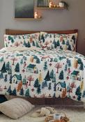 Deyongs Winter Walk Sherpa Duvet Cover Set, White &amp; Green image