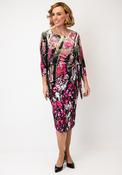 Dolcezza Rose Print Velvet Tie Detail Dress, Multi image