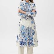 Dolcezza Button Down Floral Print Coat, Blue Multi image