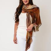 Dolcezza Blurred Graphic Print Scarf, Tan Multi image