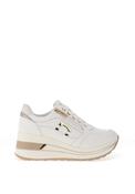 Donna Serena Leather Panelled Wedge Trainers, White Platinum image