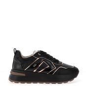 Donna Serena Leather Chunky Platform Trainers, Black image
