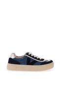 Drilleys Eighty Fleece Lined Platform Trainers, Navy and Beige image