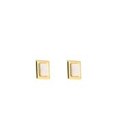 Serafina Collection Gem Gold Frame Clip on Earrings, Gold and White image