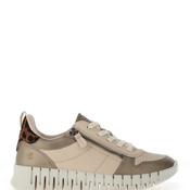 Ecco Womens Gruuv Leopard Panel Laced Trainer, Beige