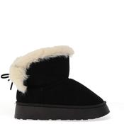 Zen Collection Bow Faux Fur Mule Slipper Shoes, Black image