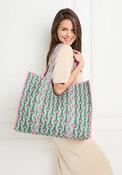 Elie Beaumont Serendipity Lotus Cotton Quilted Tote, Light Green image