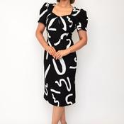 Ella Boo Sweetheart Neck Pencil Dress, Black &amp; White image