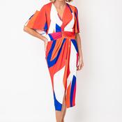 Ella Boo Abstract Print Midi Dress, Orange Multi image