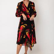 Ella Boo Abstract Print Chiffon Faux Wrap Dress, Black Multi