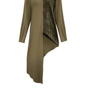 Elsewhere Asymmetric Cord Panel Jersey Top, Green