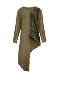 Elsewhere Asymmetric Cord Panel Jersey Top, Green image