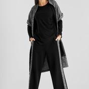 Elsewhere Herringbone Trim Wide Leg Trousers, Black image