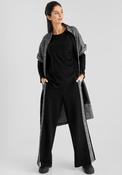 Elsewhere Herringbone Trim Wide Leg Trousers, Black image