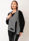 Elsewhere Spencer Herringbone Top, Black &amp; White image