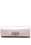 Emis Leather Diamante Link Charm Clutch Bag, Pearl Pink image