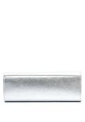 Emis Leather Fold Over Cylinder Clutch Bag, Silver image