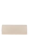 Emis Leather Fold Over Cylinder Clutch Bag, Cream image