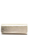 Emis Leather Fold Over Cylinder Clutch Bag, Gold image